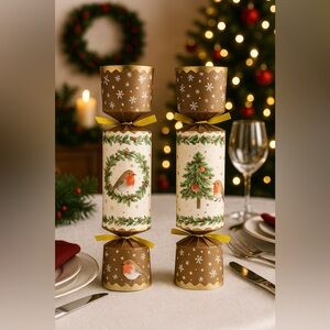 Festive Christmas Crackers with Robin Design